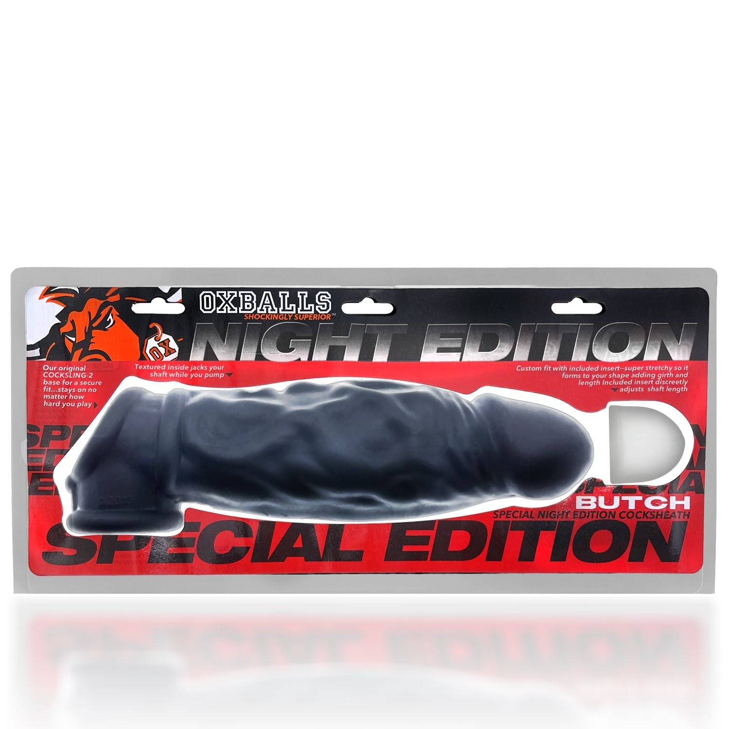 Butch Silicone Cocksheath with Cock Sling in Night Black.
