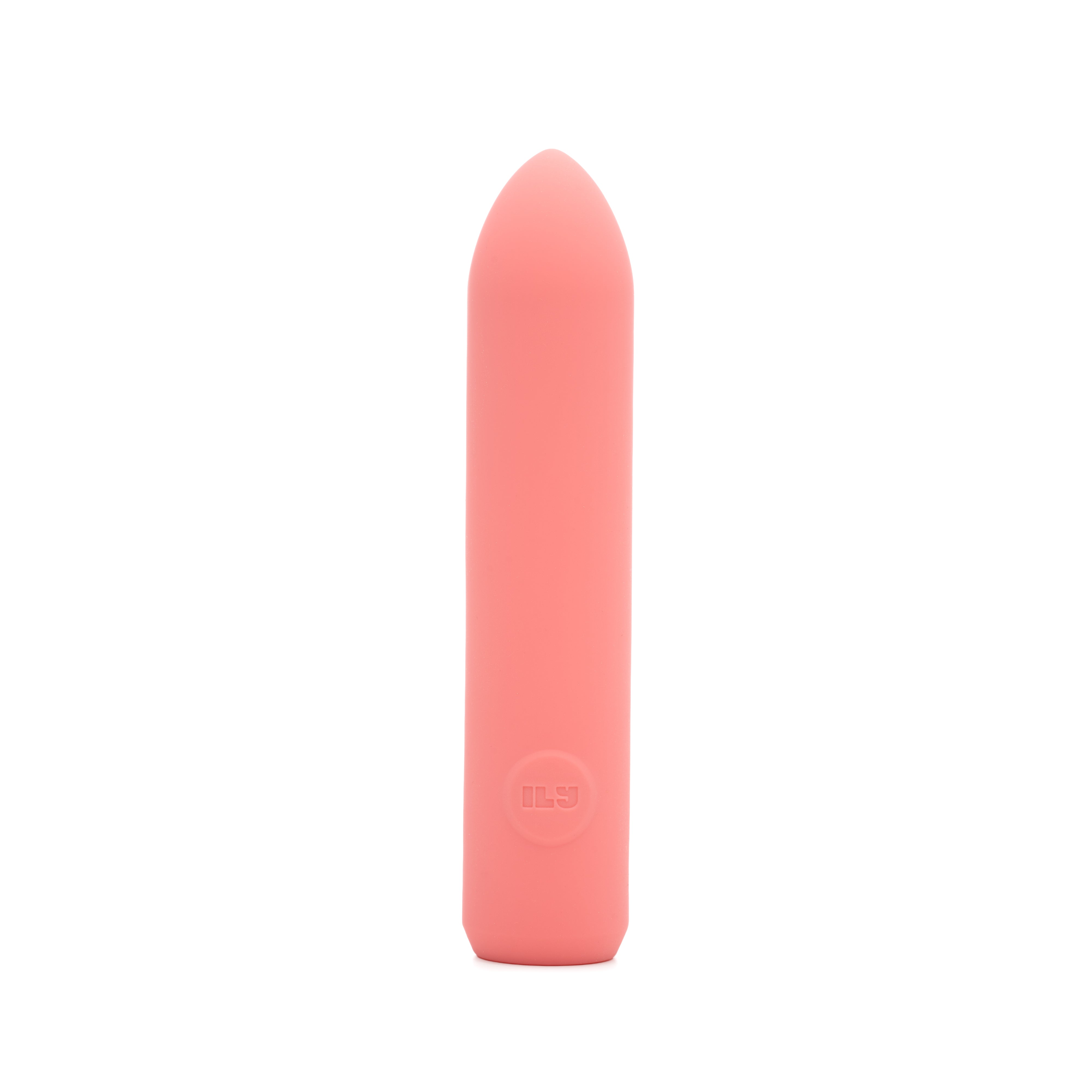 A pink, bullet-shaped vibrator with the "ILY" logo.