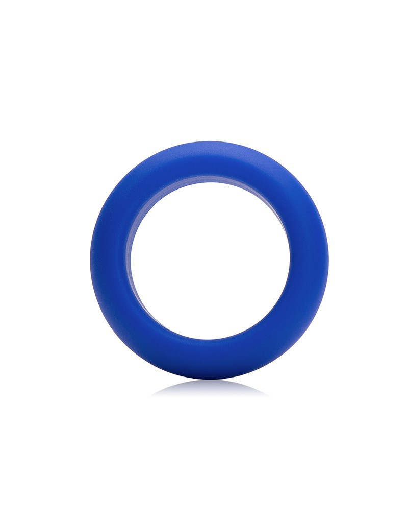 Blue silicone cock ring with a smooth, rounded surface.