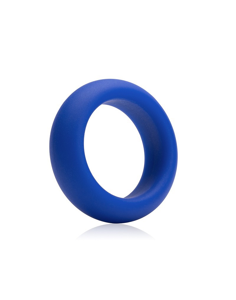 Blue silicone cock ring with a smooth, rounded surface.