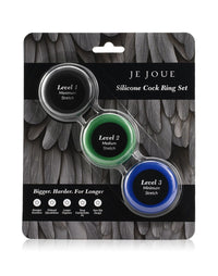 Je Joue Silicone Cock Ring 3-Pack with three levels of stretch.