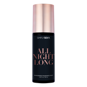 Simply Sexy All Night Long pheromone fragrance mist in a dark bottle with a rose gold cap.