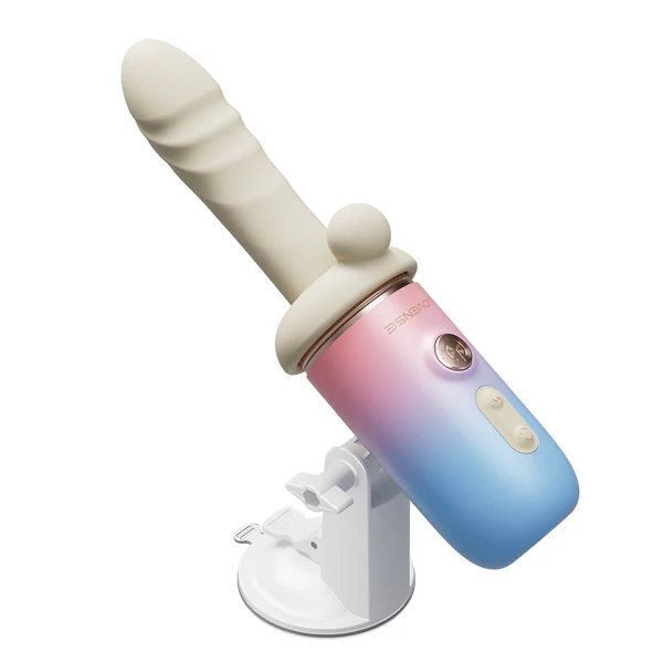 App-controlled vibrator with a ribbed G-spot attachment and a gradient handle.