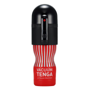 Tenga Vacuum Controller II suction device with red and silver striped cup.