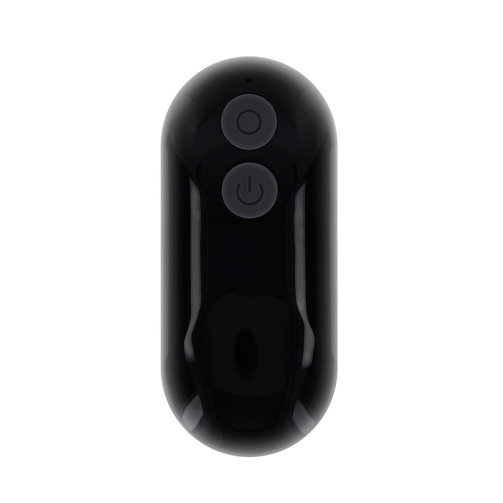 Black dual motor silicone plug with two grey buttons.