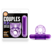 Purple vibrating cock ring with stimulating ticklers and intense vibrations.