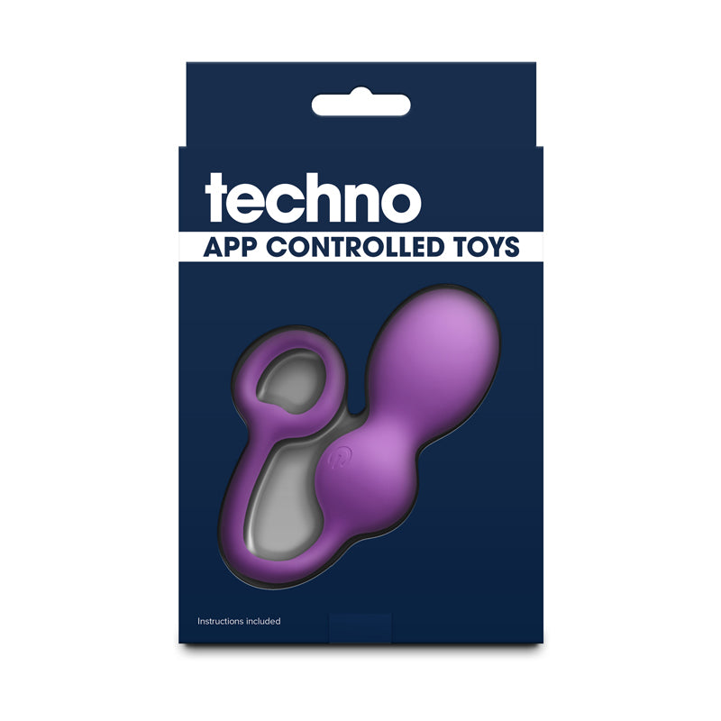 Violet app-controlled rechargeable silicone vibe in packaging.