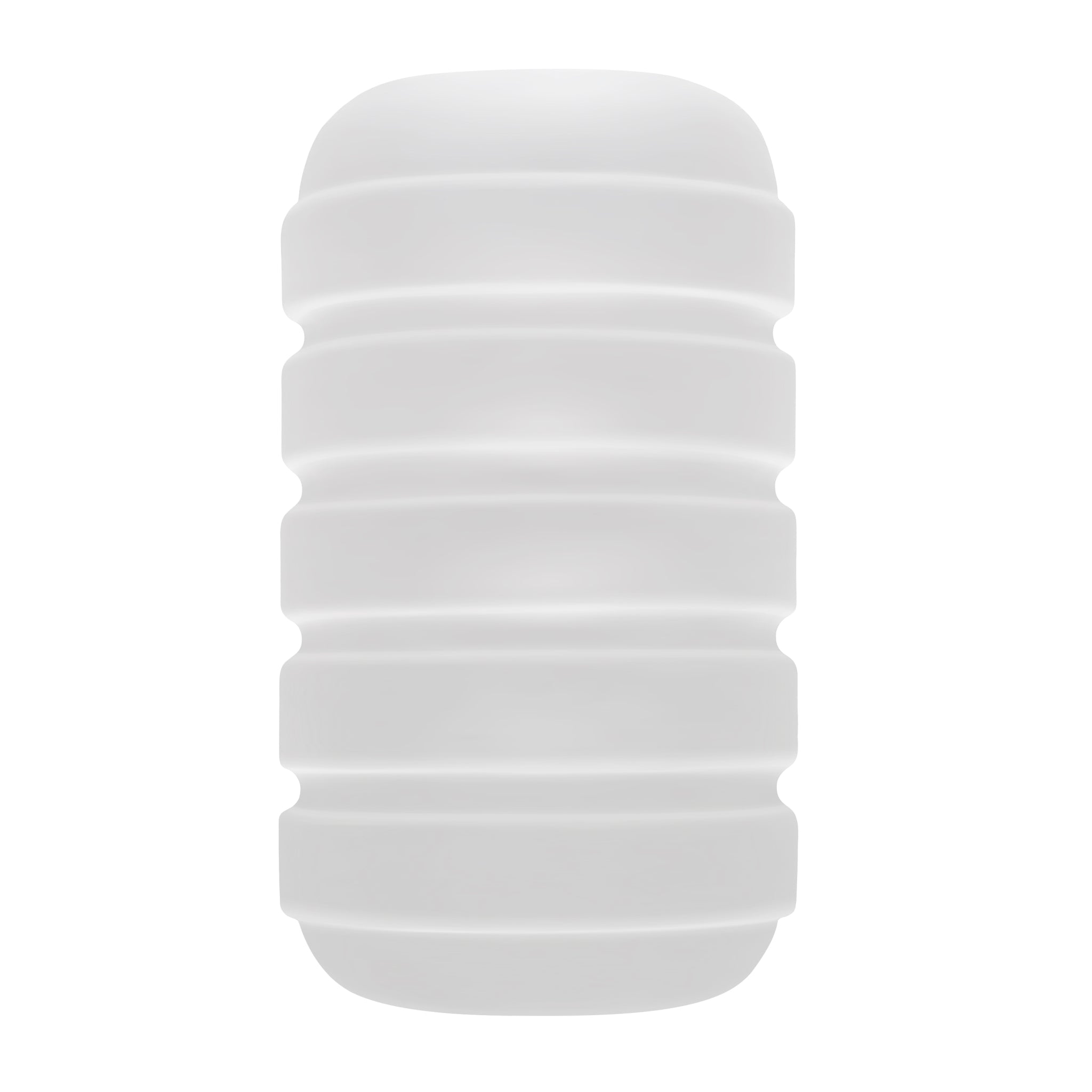 White ribbed TPE stroker with a vibrating C-ring.