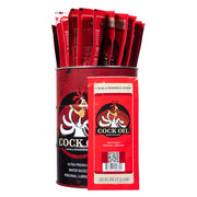 Cock Oil water-based lubricant foil packets in a collector drum.