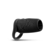 Black liquid silicone stretchy sleeve with textured surface and loop.