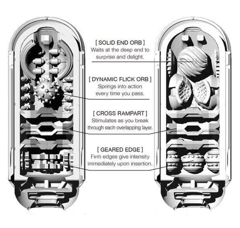 Tenga Flip Zero Black masturbator with detailed internal textures.
