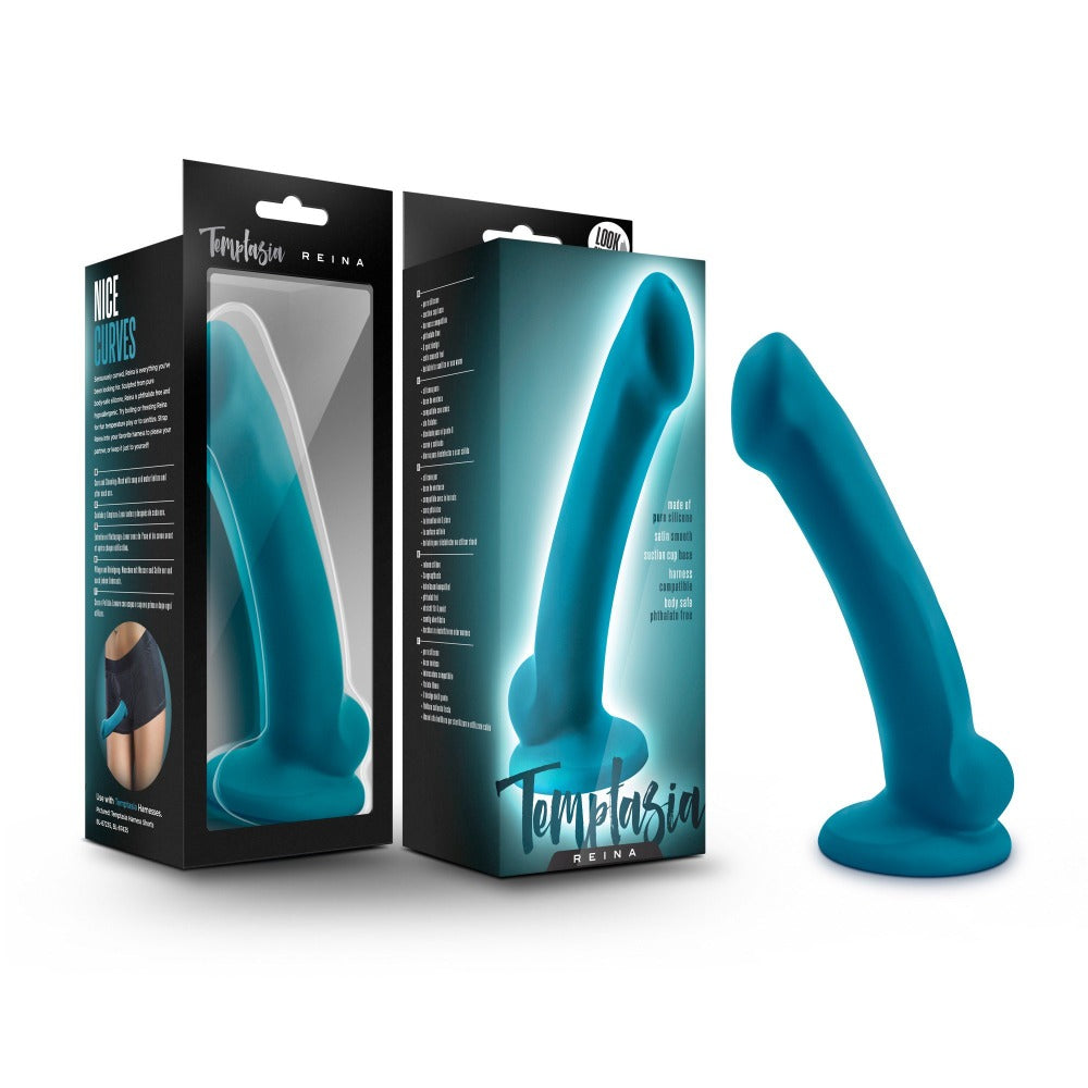 Teal silicone G-spot and prostate massager with suction cup base.