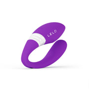 Purple LELO wearable couples massager with white rings.