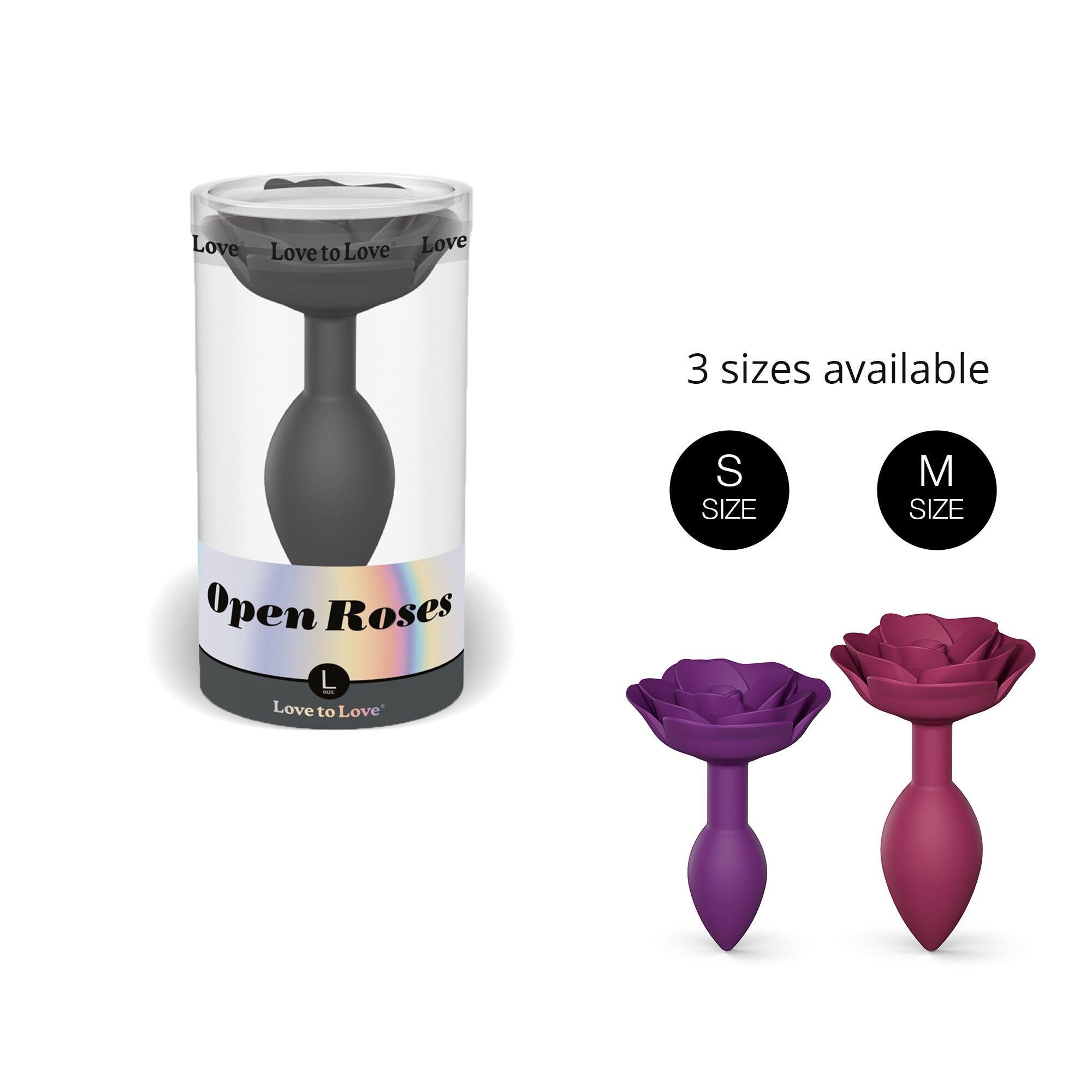 Large black onyx Open Roses silicone anal plug with flower handle.
