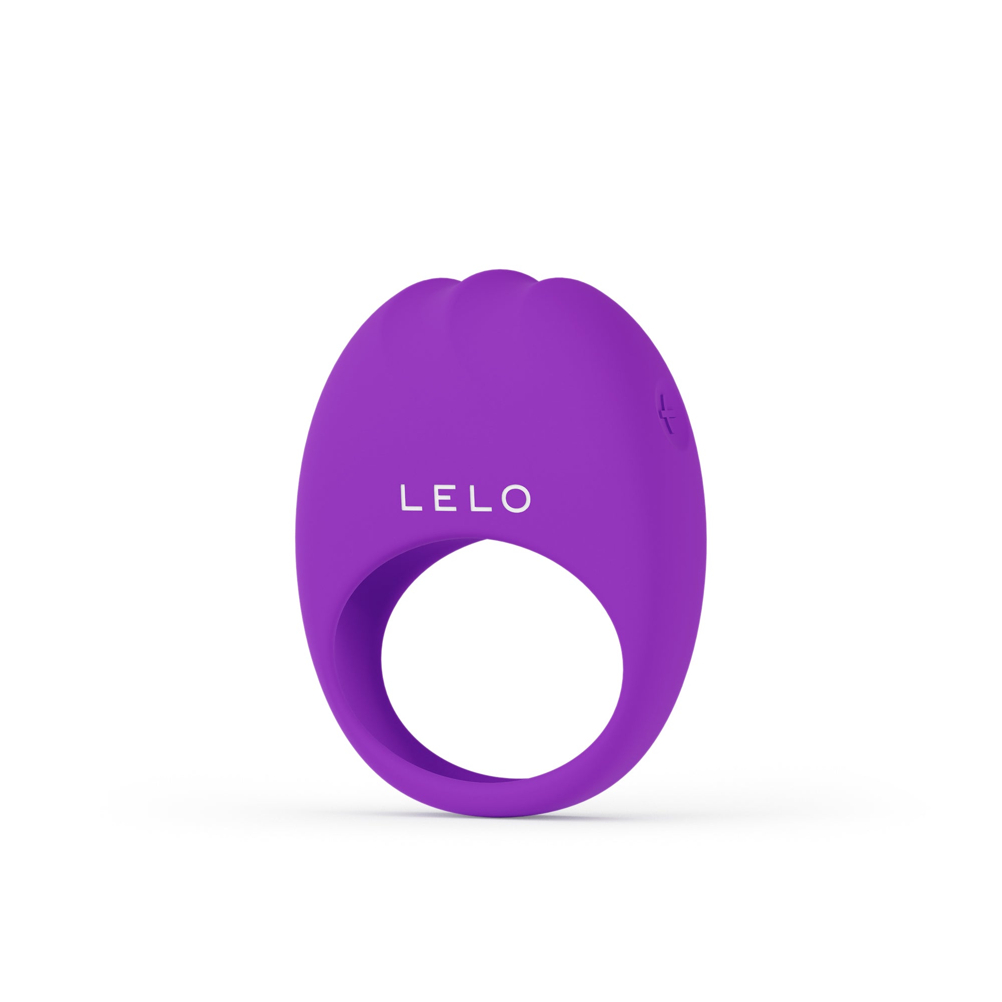 A purple LELO vibrating silicone penis ring with a scalloped top.