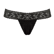 Black lace thong with integrated remote-controlled vibrator.
