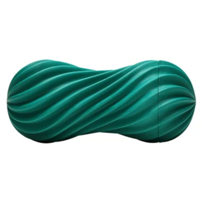 Green spiral stroker with ribbed texture.