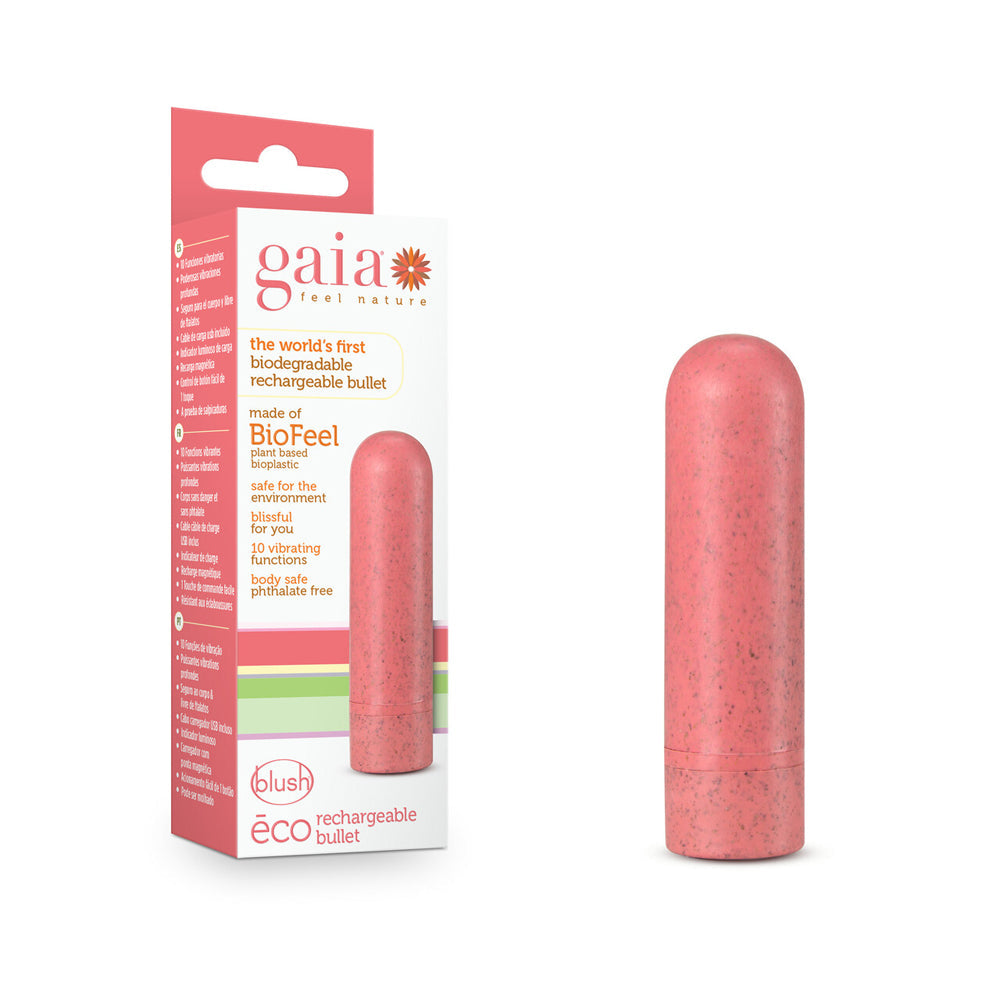 Coral Gaia Eco Rechargeable Bullet vibrator made of plant-based bioplastic.