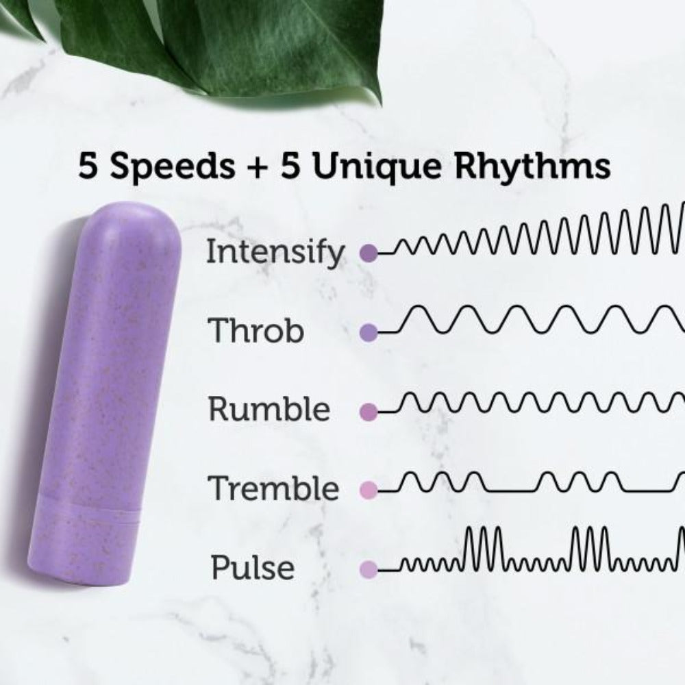 A lilac bullet vibrator with five unique vibration patterns.