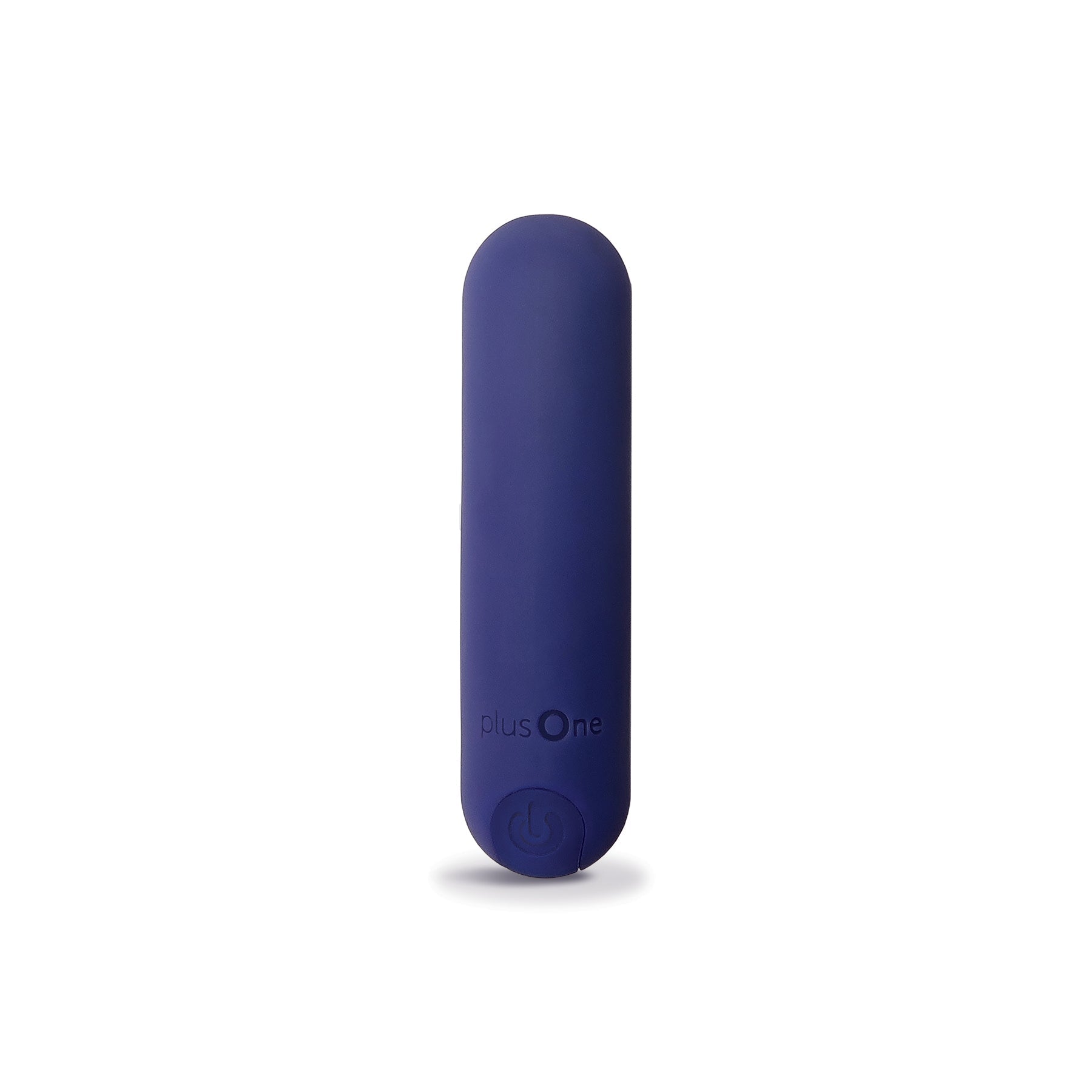 A purple rechargeable vibrating bullet toy with "plus One" logo.