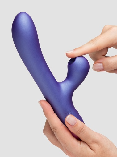 Purple rabbit vibrator with air suction and G-spot vibration.