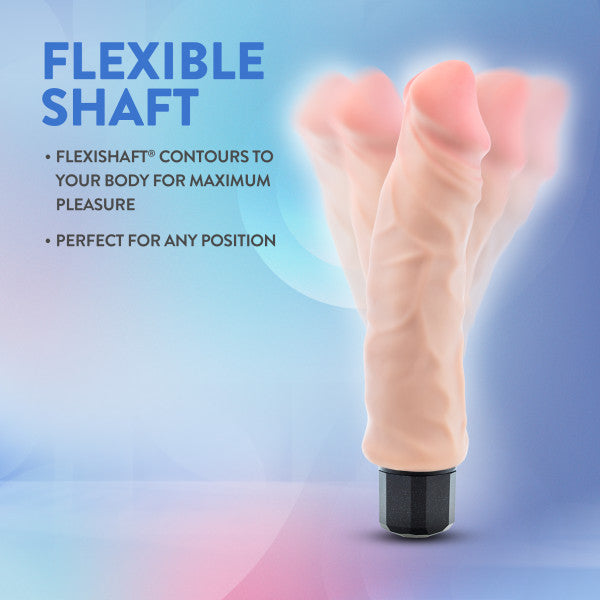 A realistic vibrating dildo with a flexible shaft and a black base.