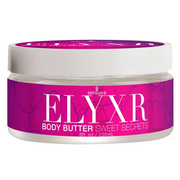 Sensuva ELYXR body butter in a clear jar with a pink label.