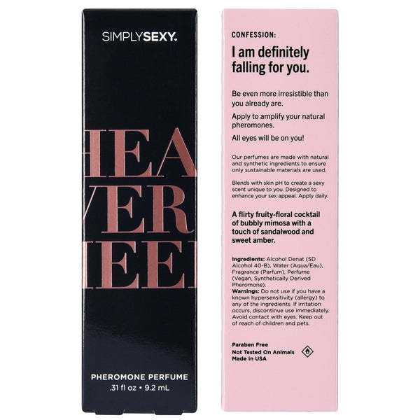Simply Sexy Head Over Heels Pheromone Perfume Spray with fruity floral scent.