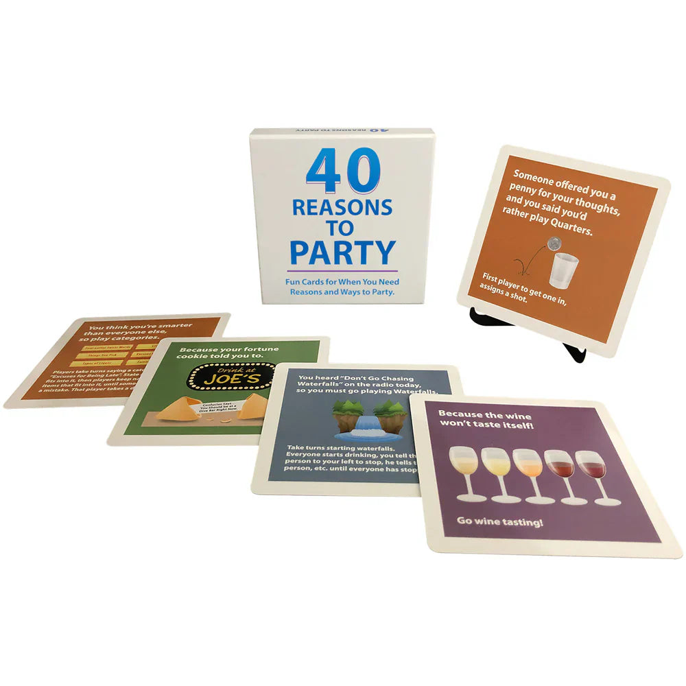 40 Reasons to Party card game with display stand.