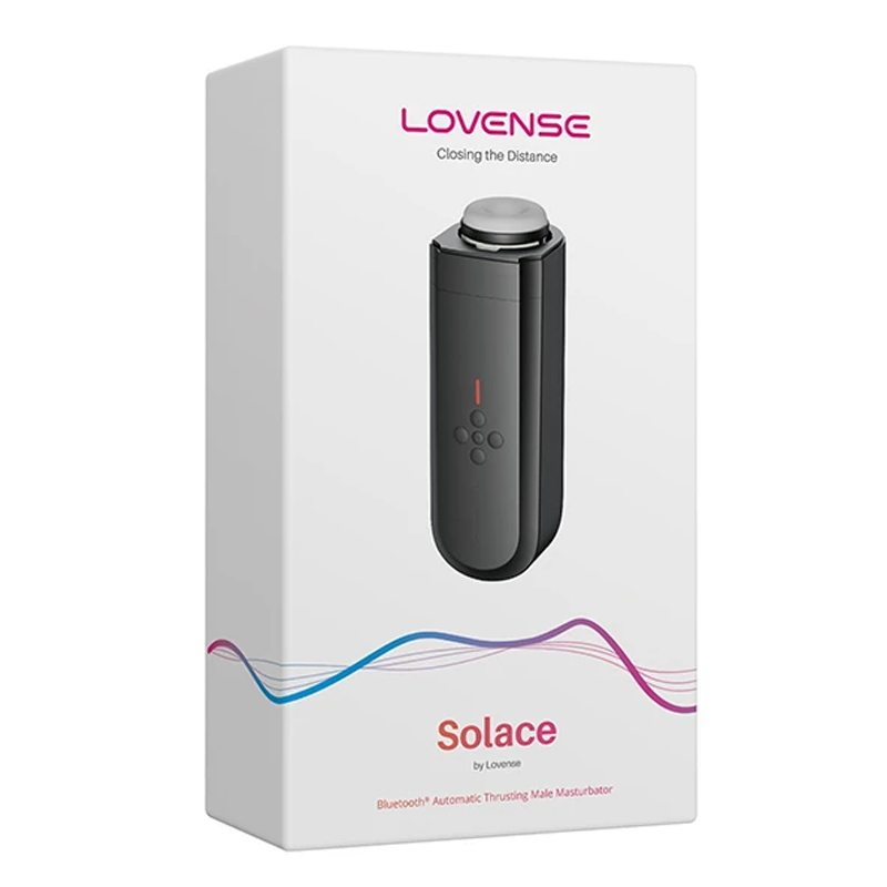 Lovense Solace app-controlled male masturbator in its packaging.