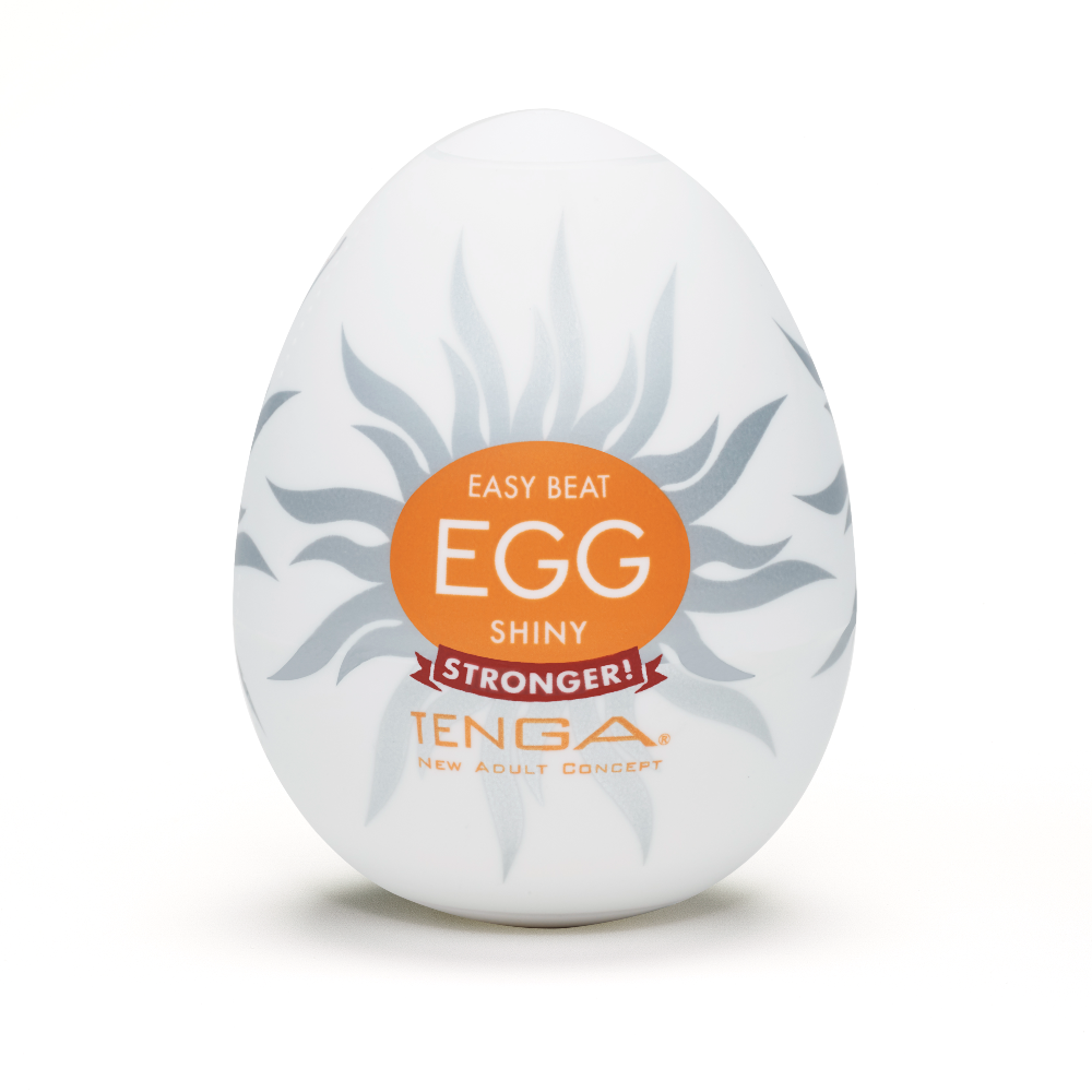 Tenga Shiny Male Masturbator Egg with ribbed texture.