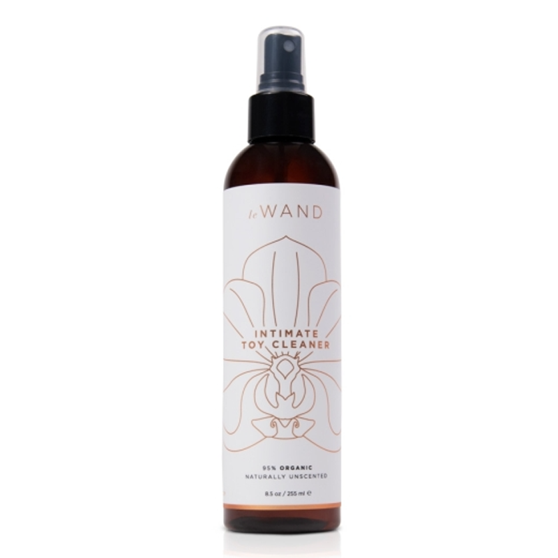 Le Wand organic intimate toy cleaner in a spray bottle.