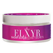 Sensuva Elxyr Sweet Secrets sugar scrub in a clear jar with a pink label.