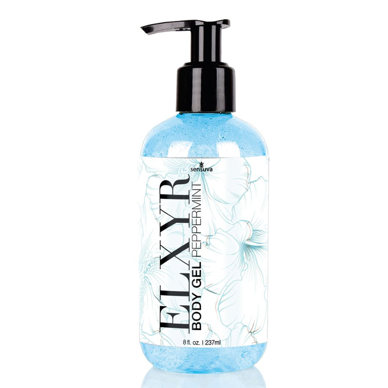A bottle of Sensuva Peppermint Revitalizing Body Gel.