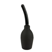 Black anal douche with a flexible tip and flat base.