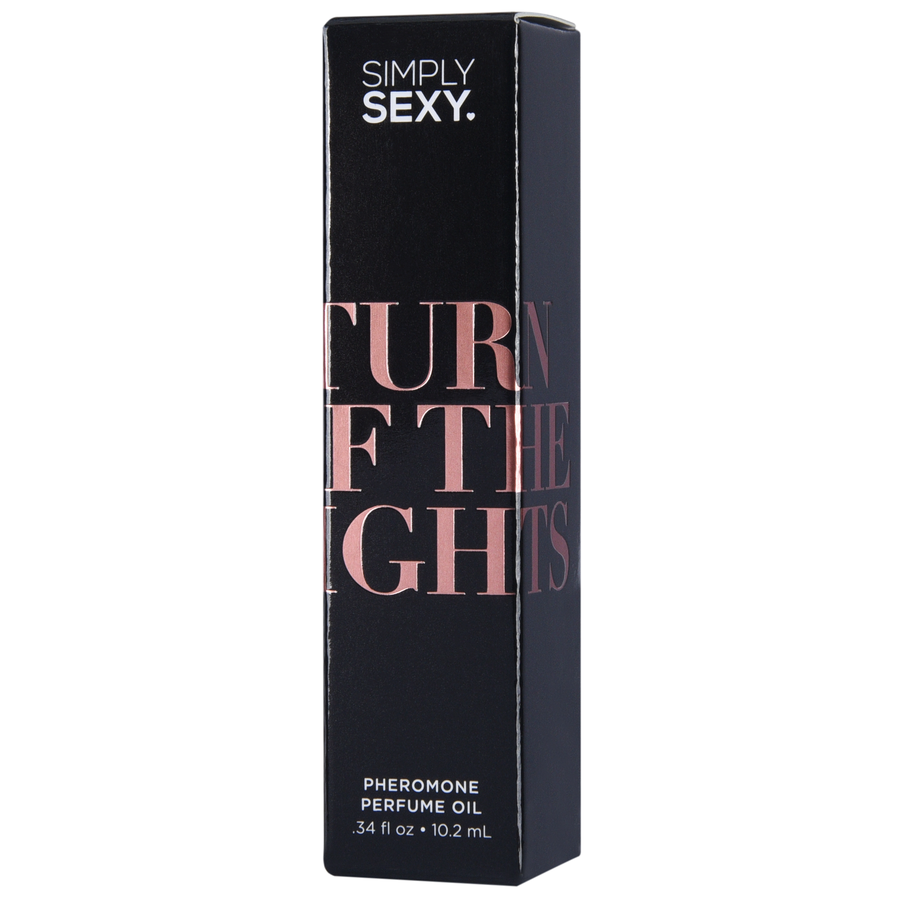 A black box for Simply Sexy Turn Off The Lights Pheromone Perfume Oil.