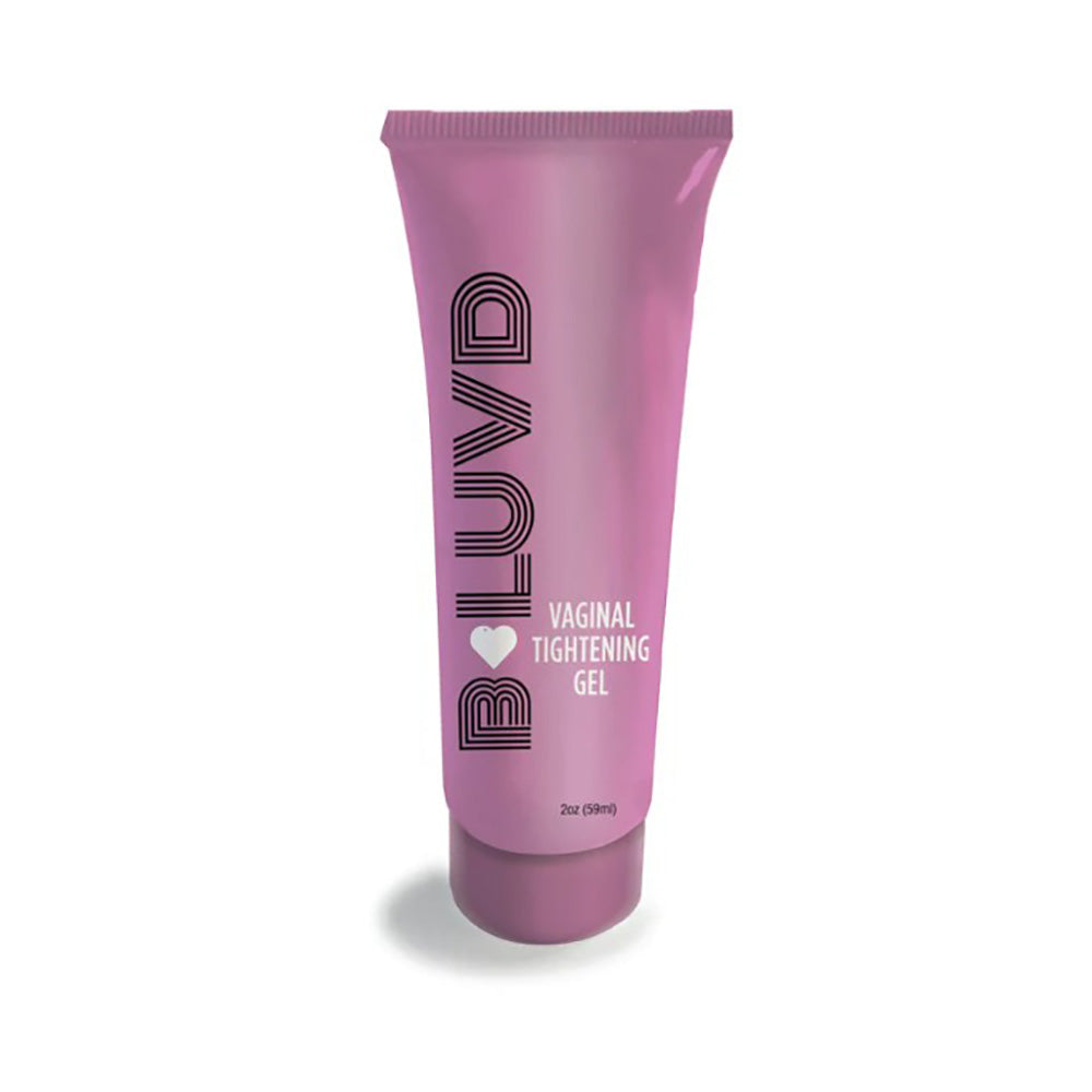A pink tube of B-Luvd vaginal tightening gel.