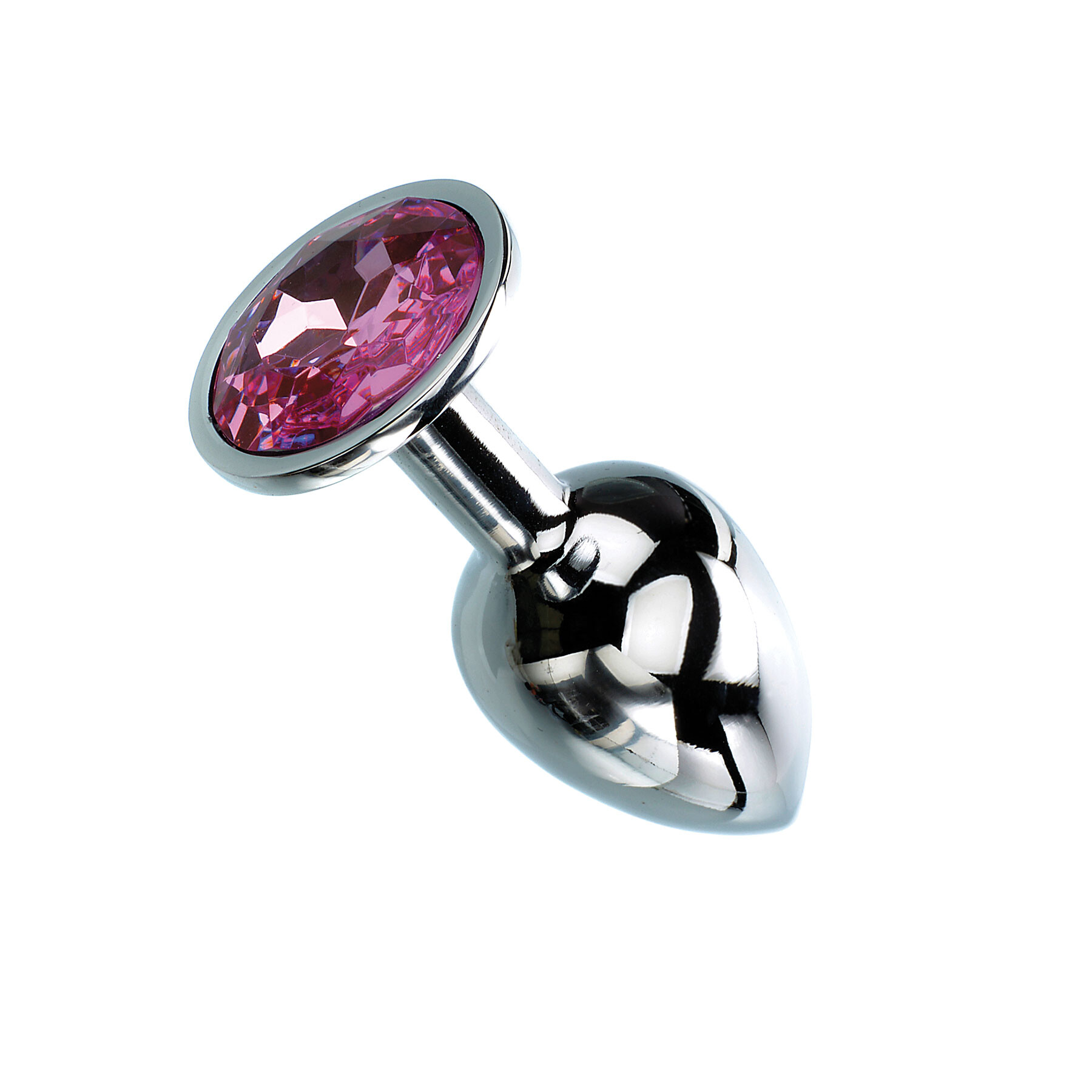 Small aluminum anal plug with a pink gem.