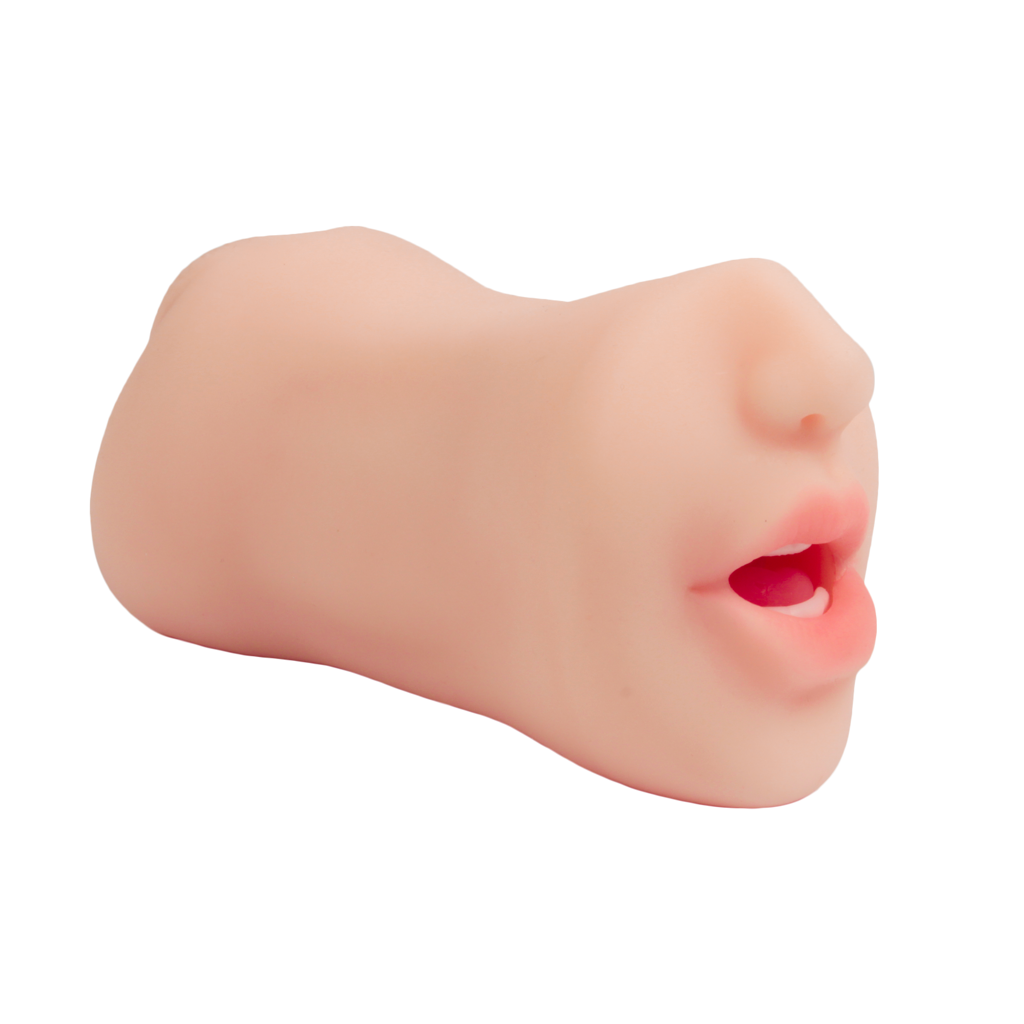 Realistic male masturbator with a mouth opening.