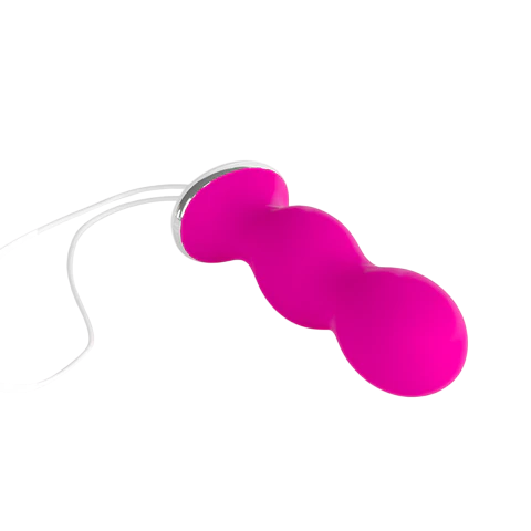 Pink pelvic floor trainer with a white string.