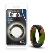 Silicone camo cock ring with a camouflage pattern.