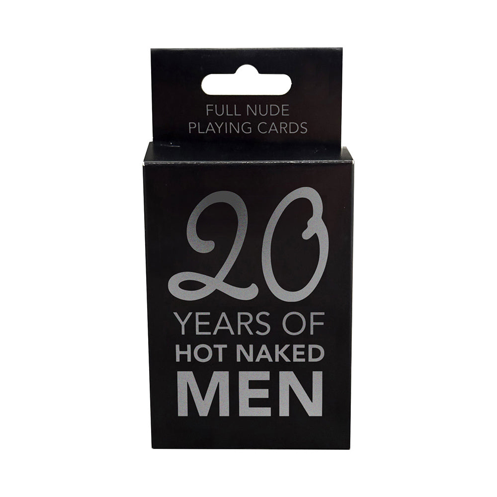 Black box of "20 Years of Hot Naked Men" playing cards.