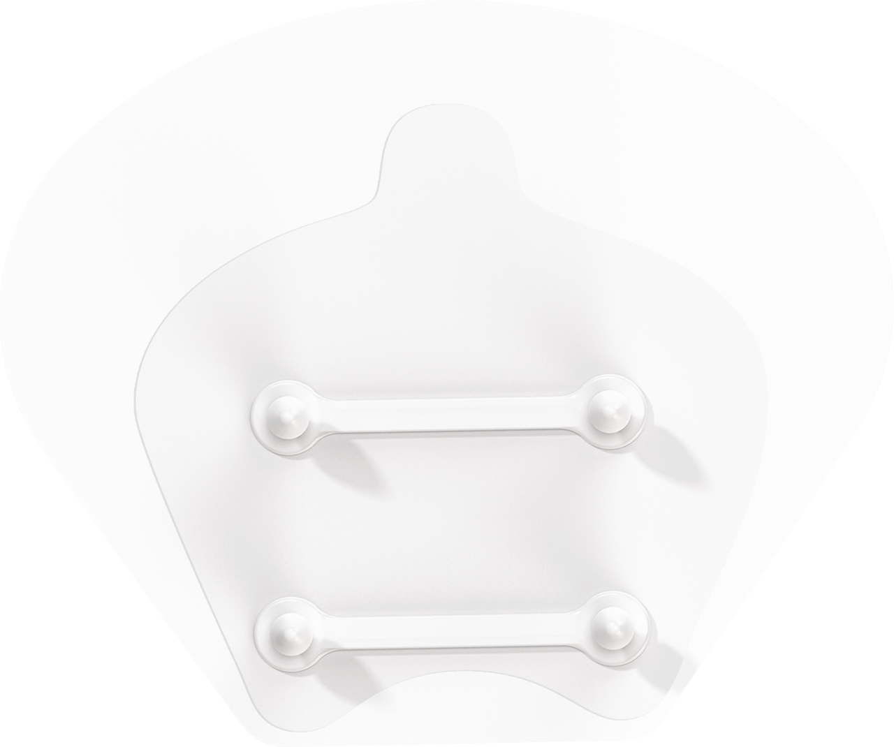 White vinyl decal stickers with two horizontal straps and circular ends.