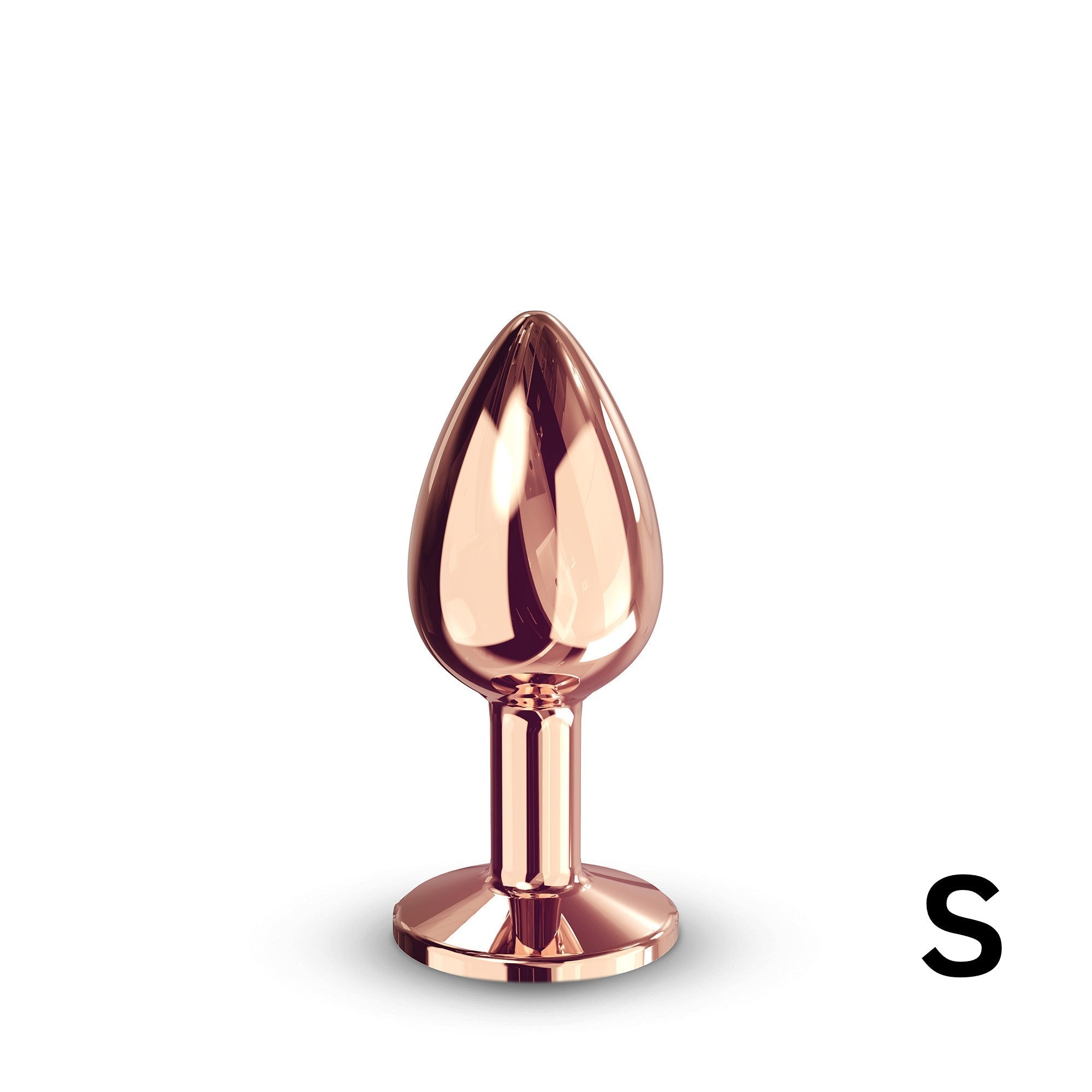 Small rose gold metal anal plug with a diamond base.
