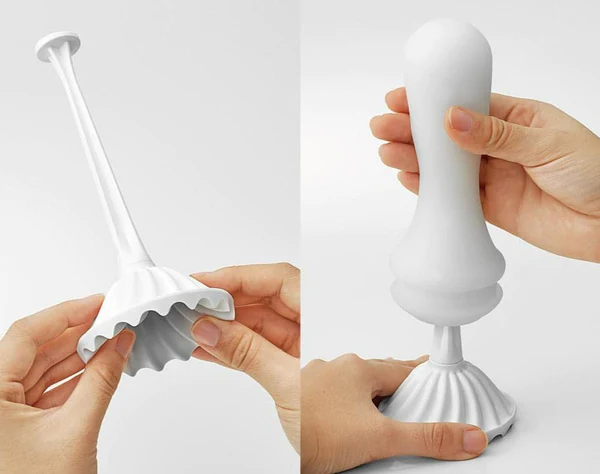 Tenga Flex Silky White reusable masturbation sleeve with ribbed texture.