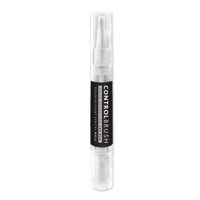 Control Brush for Men, a desensitizing applicator with a brush tip.