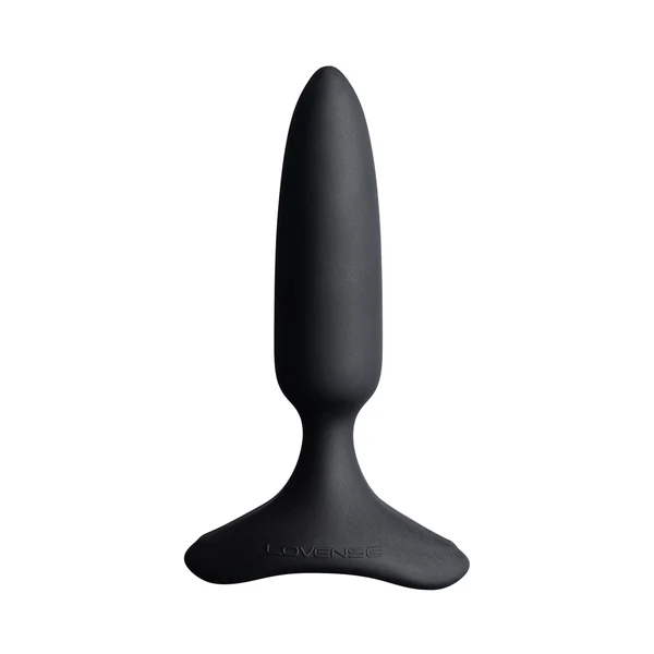 Black vibrating butt plug with a flared base and the Lovense logo.
