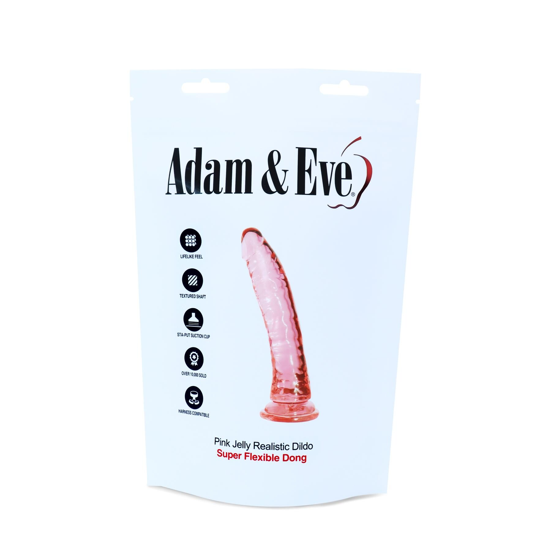 Pink jelly dildo with suction cup and textured shaft.