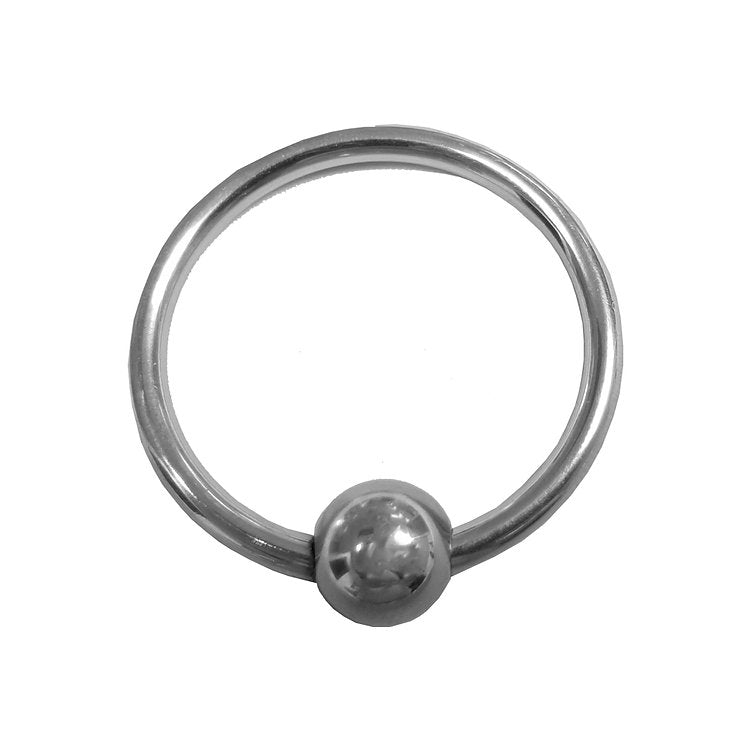 Stainless steel cock ring with a pressure point ball.