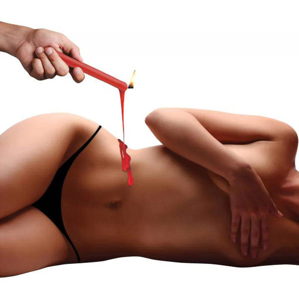 Red fetish drip candles for sensation play.